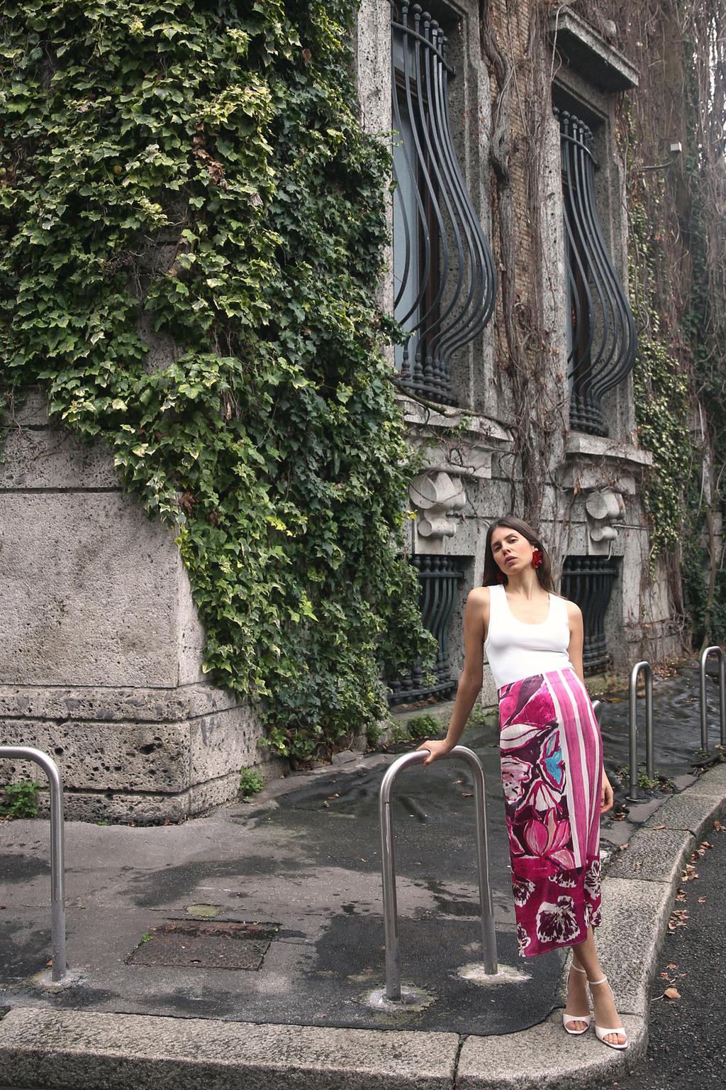Thumbnail image for PRINTED SATIN MIDI SKIRT