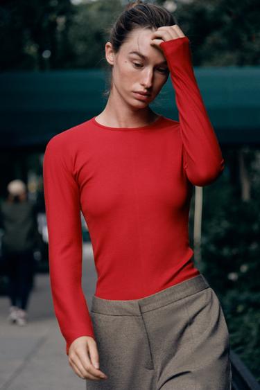 LYOCELL CREW NECK T-SHIRT — Red 1