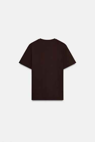 SHORT SLEEVE FAUX PEARL T-SHIRT - Brown by Zara - Image 5