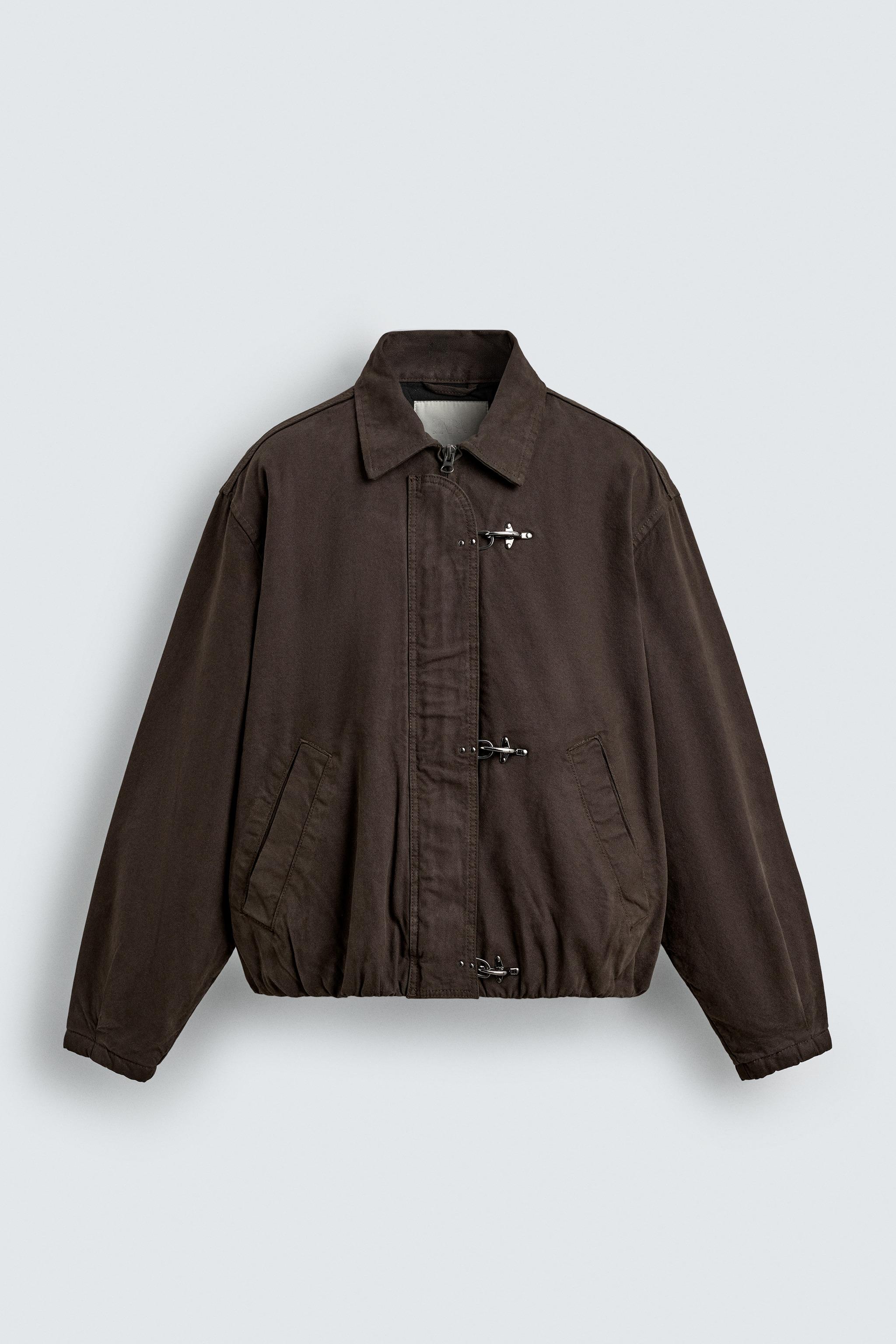 CROPPED FIT FIREMAN CLASP JACKET - Chocolate | ZARA United States