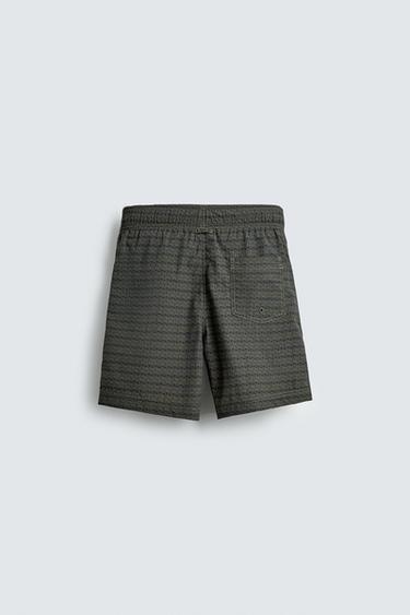 GEOMETRIC PRINT LONG SWIM SHORTS - Greys by Zara - Image 7