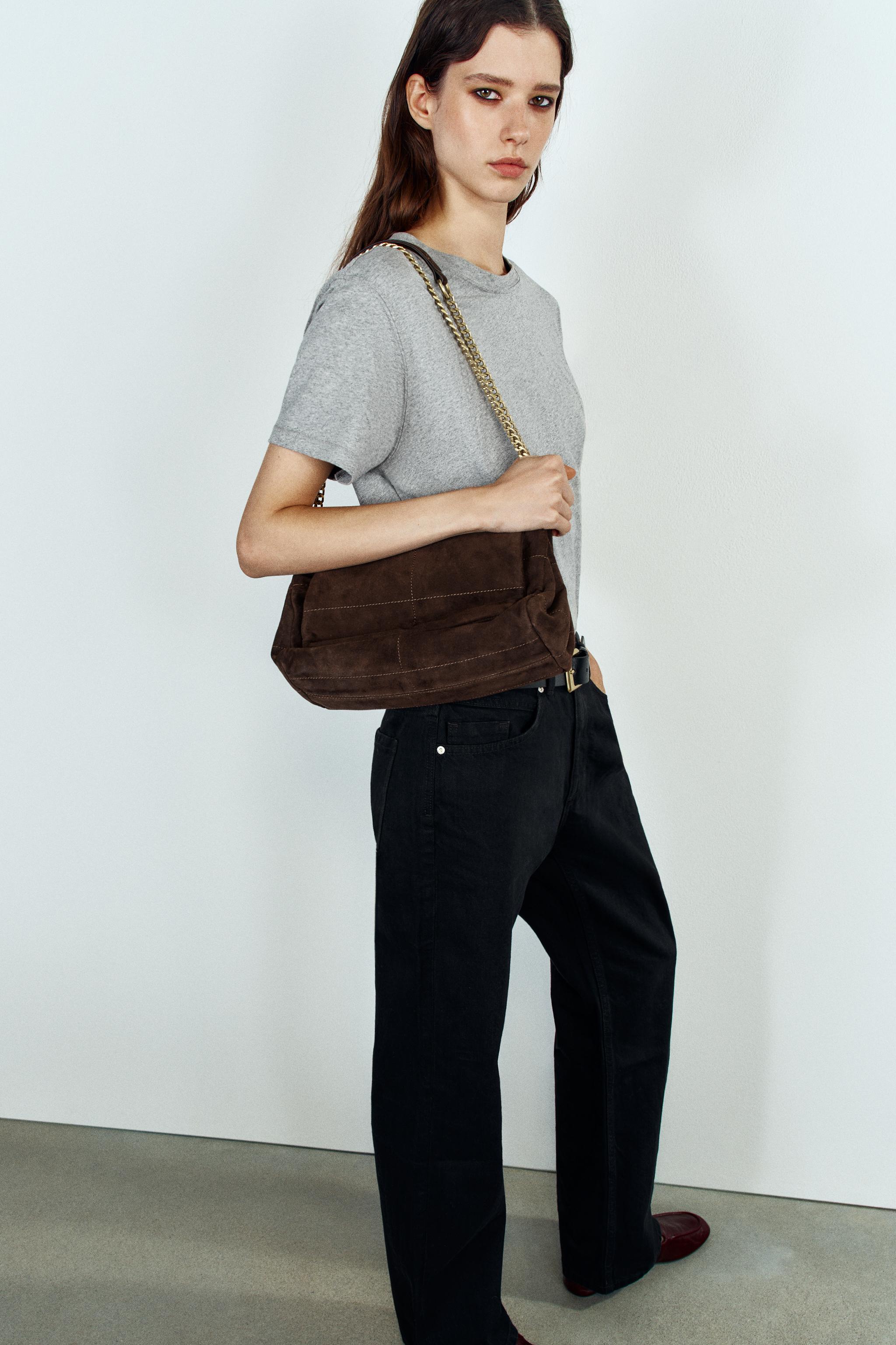 Leather Flap Shoulder Bag by Zara