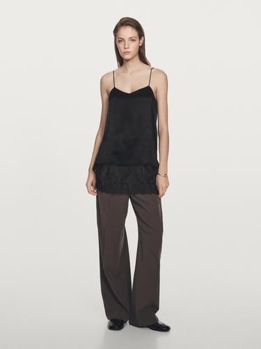 Zara Camisole top with lace detail - Black - Image 0