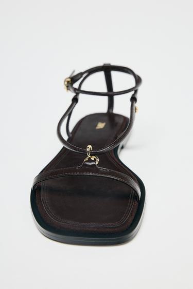 SANDALES BRIDES FINES EN CUIR - Marron de Zara - Image 3