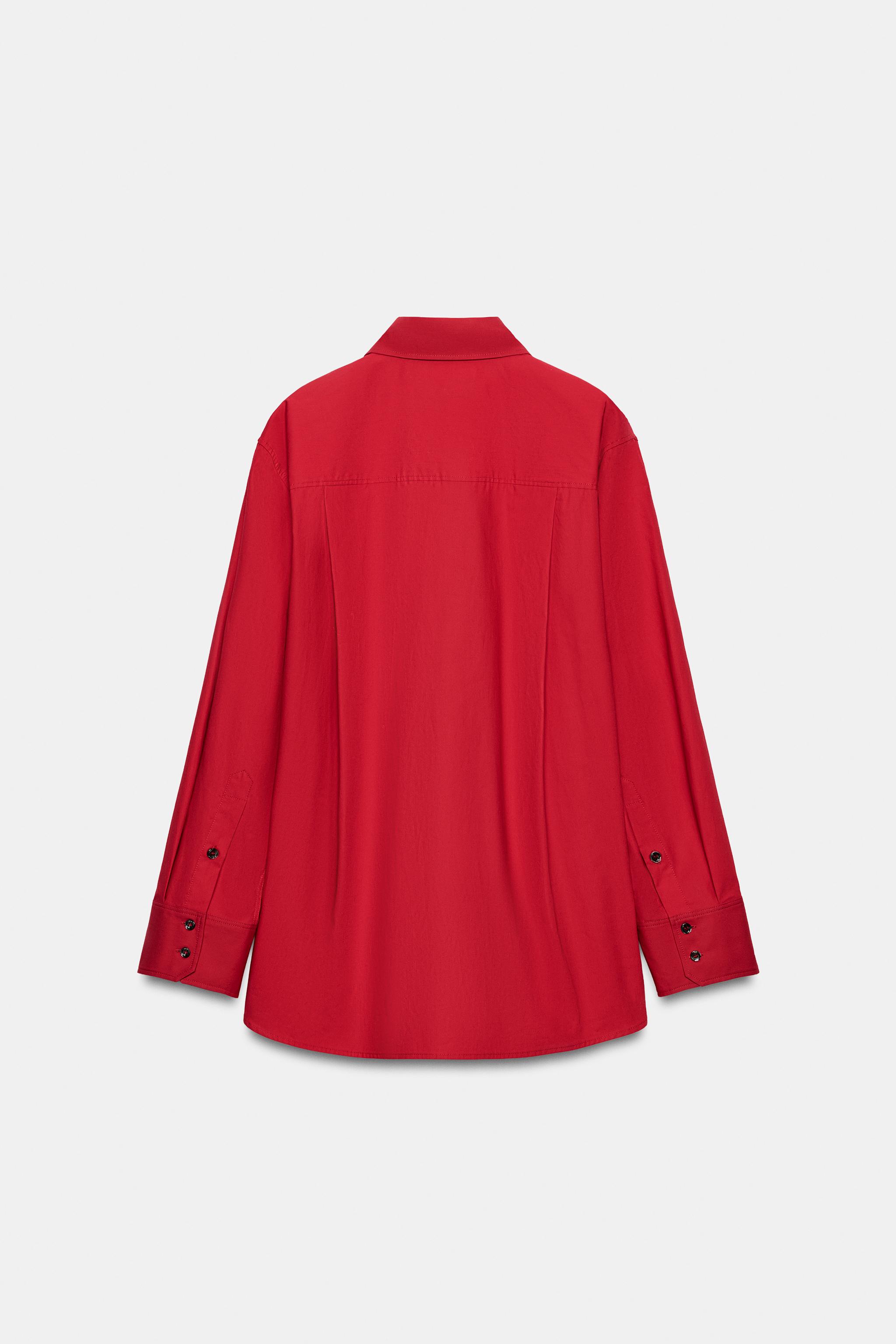 ZW COLLECTION POPLIN SHIRT - Red | ZARA India