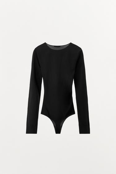 BODY RÉSILLE AVEC POLYAMIDE - Noir de Zara - Image 5