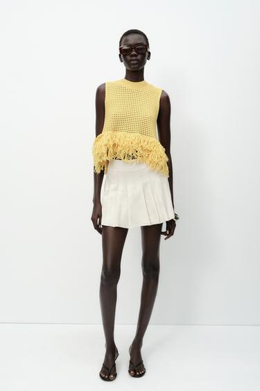 MINI BOX PLEAT SKORT - Light beige by Zara