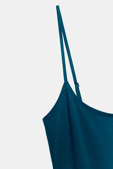 ROBE MI-LONGUE À BRETELLES - Bleu canard de Zara - Image 7