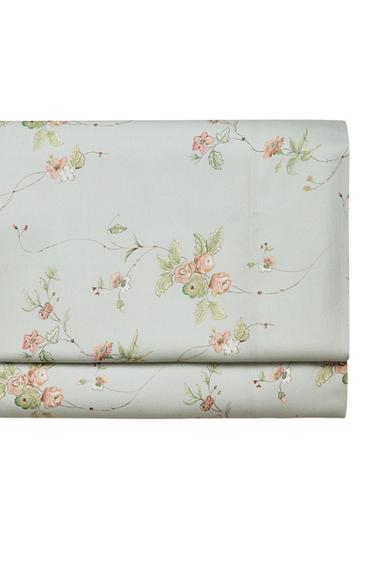 FLORAL BRANCH SATEEN FLAT SHEET (300 THREAD COUNT) - Синій/зелений Zara