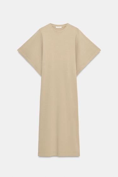 コットン製ミディワンピースミディアムキャメルZaraのコットン製ミディワンピース - ミディアムキャメル 