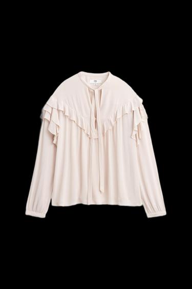 BLUSE MIT SCHLEIFE UND VOLANTS – LIMITED EDITION - Hellrosa  von Zara
