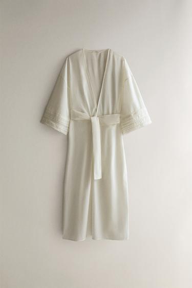 Zara LACE ROBE - Ecru - Image 0