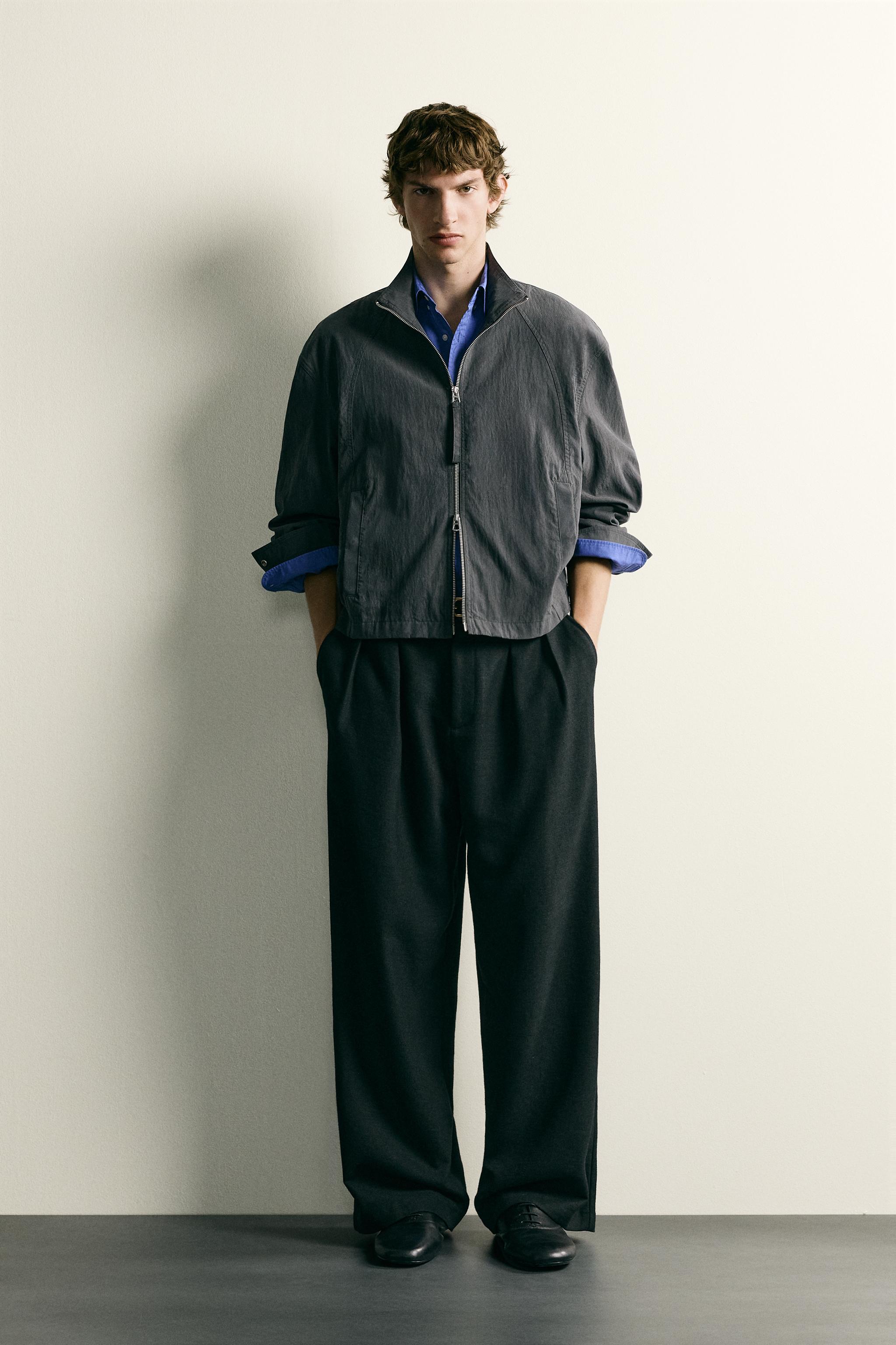クロップド丈フルイドジャケット - カーボングレー | ZARA Japan / 日本