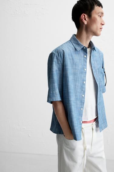 CONTRAST TEXTURED SHIRT - Blue by Zara - Image 5