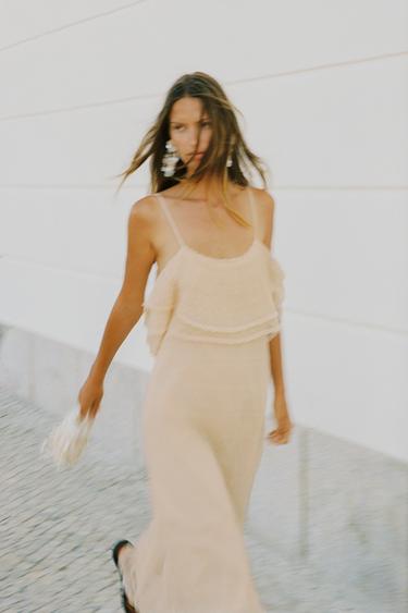 POINTELLE KNIT RUFFLED DRESS - Butter by Zara
