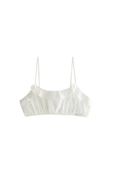 RUFFLED LACE CROP TOP - Ivory by Zara