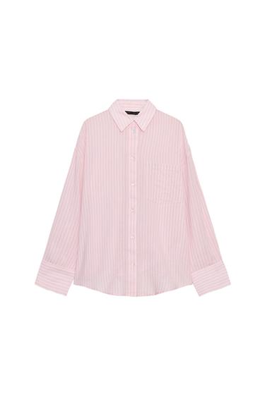 CAMICIA IN GEORGETTE OVERSIZE CON TASCA - Rosa di Zara