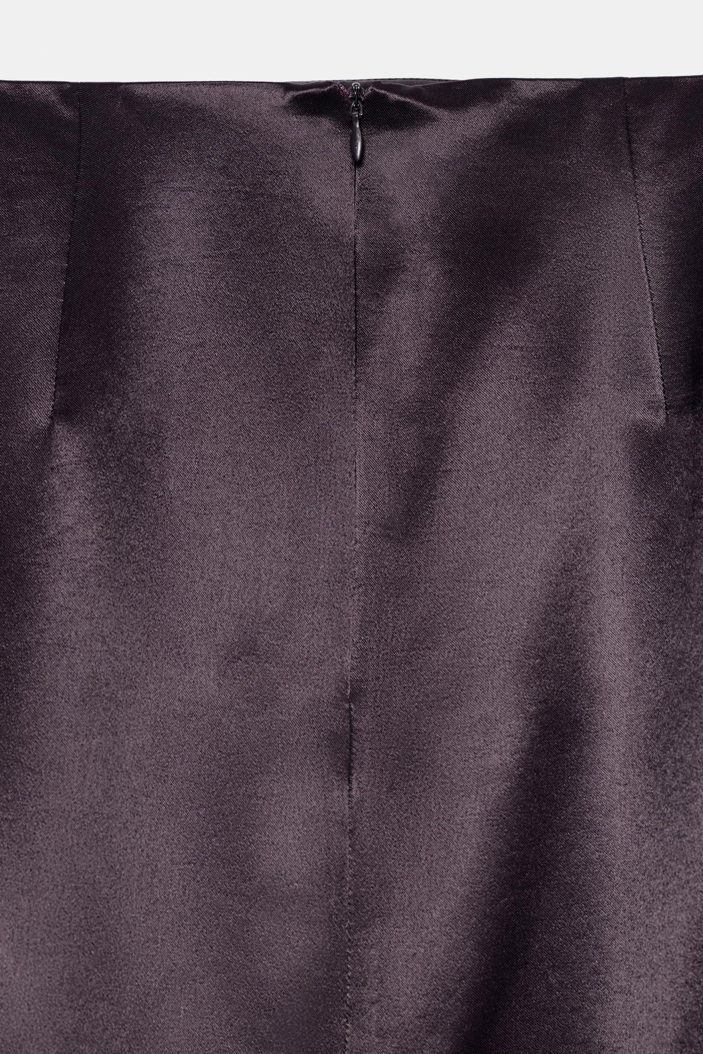 Женская юбка Zara ZW Collection Satin Straight, цвет: Бордовый — фото 8
