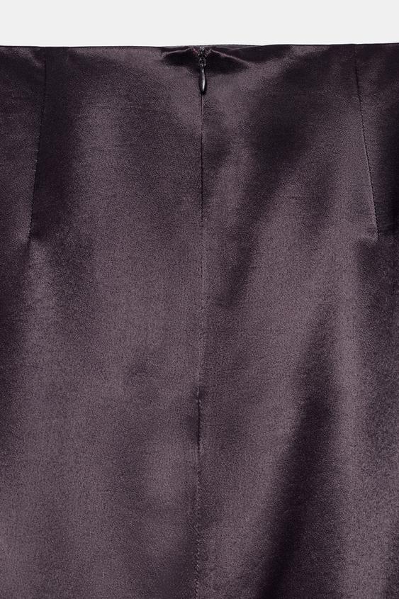 JUPE DROITE SATINÉE ZW COLLECTION - Bordeaux de Zara - Image 7