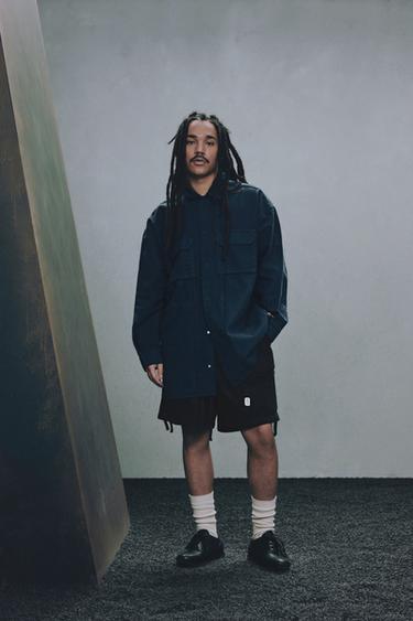 WASHED CANVAS OVERSHIRT X SR_A - Navy blue de Zara - Image 3