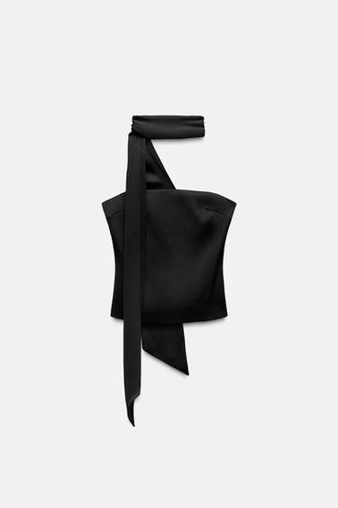 TOP SATINADO FOULARD - Negro de Zara - Imagen 0