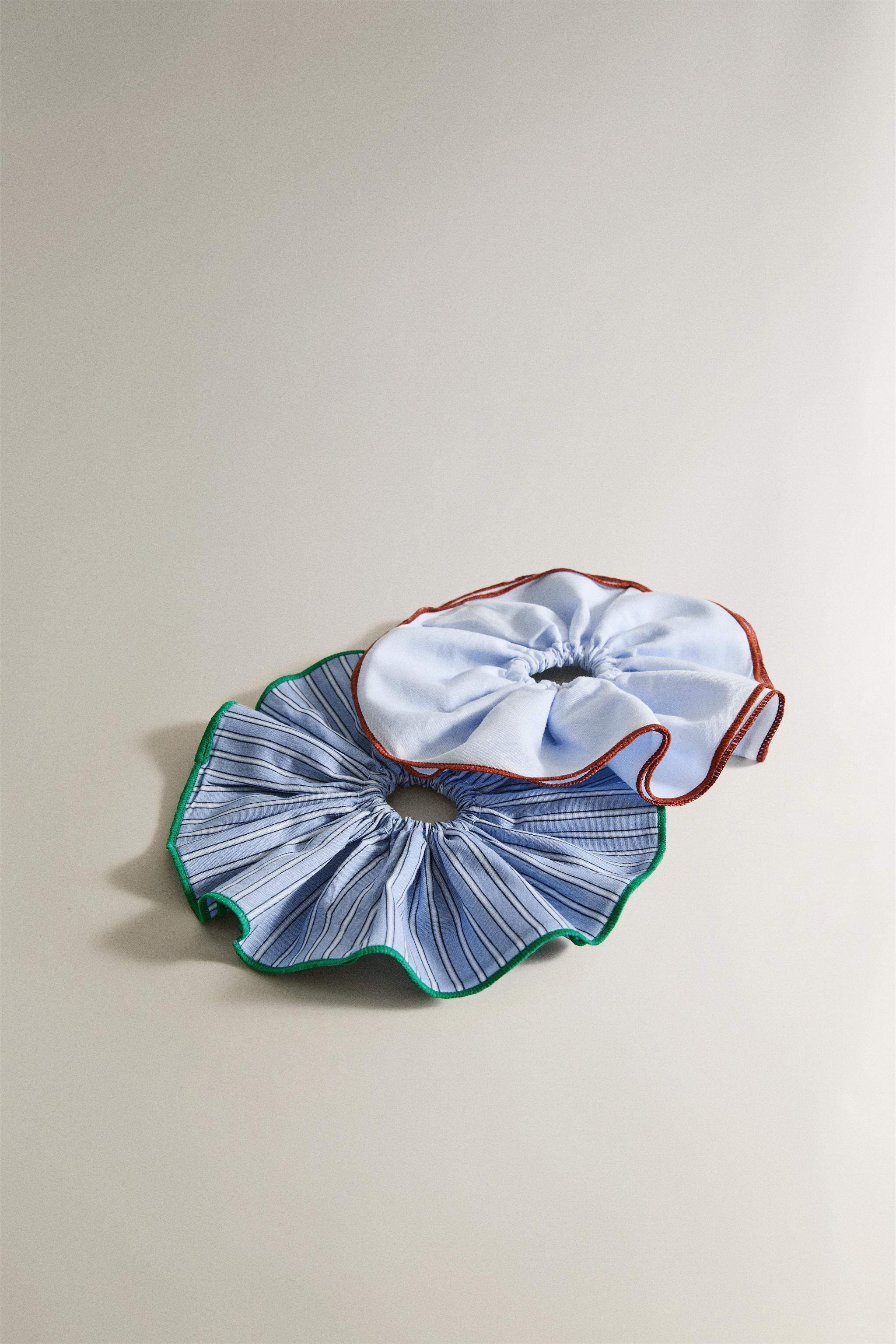 KIDS STRIPED SCRUNCHIE PACK (PACK OF 2) — Blue