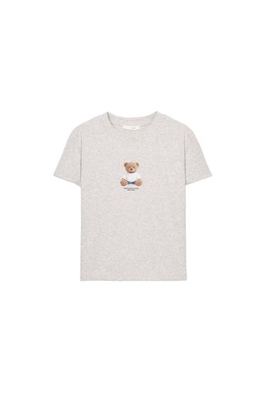 ÁO PHÔNG HỌA TIẾT GẤU CỘC TAY - Màu ghi xám từ Zara