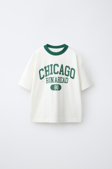 T-SHIRT COM ESTAMPADO EM CONTRASTE - Branco da Zara