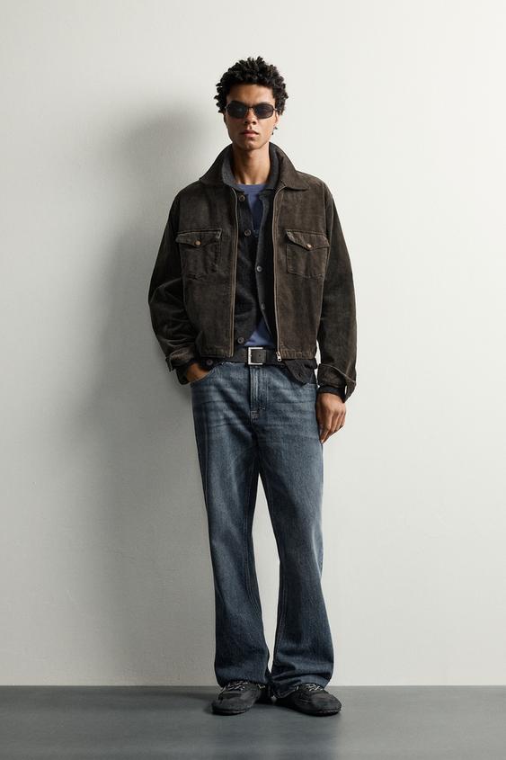 CROPPED FIT CORDUROY OVERSHIRT - Dark green by Zara - Image 0