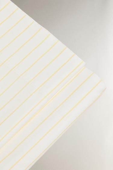 STRIPED WASHED COTTON FLAT SHEET - Yellow by Zara - Image 3