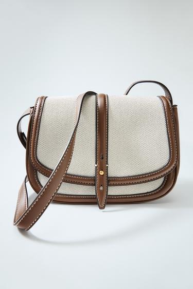 Zara COMBINED CROSSBODY BAG - Light beige