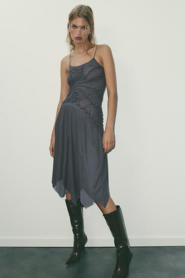 ASYMMETRIC DRESS WITH GATHERING - Blue by Zara - Image 0