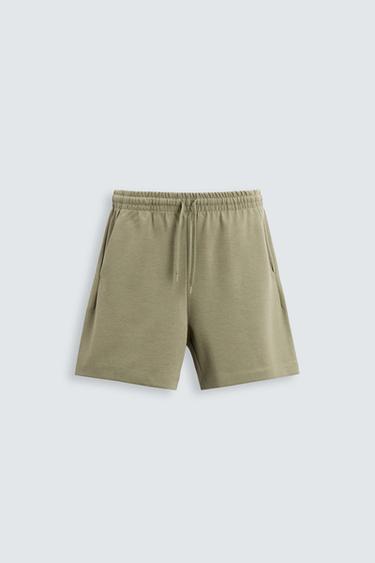 BERMUDA COM TEXTURA INTERLOCK - Verde-médio da Zara
