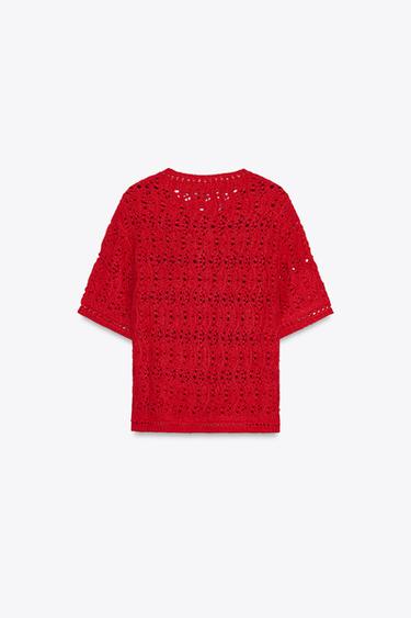 OPEN KNIT CARDIGAN - Red by Zara - Image 7