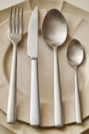 Zara 4-PIECE VINTAGE STEEL CUTLERY SET - 青灰色