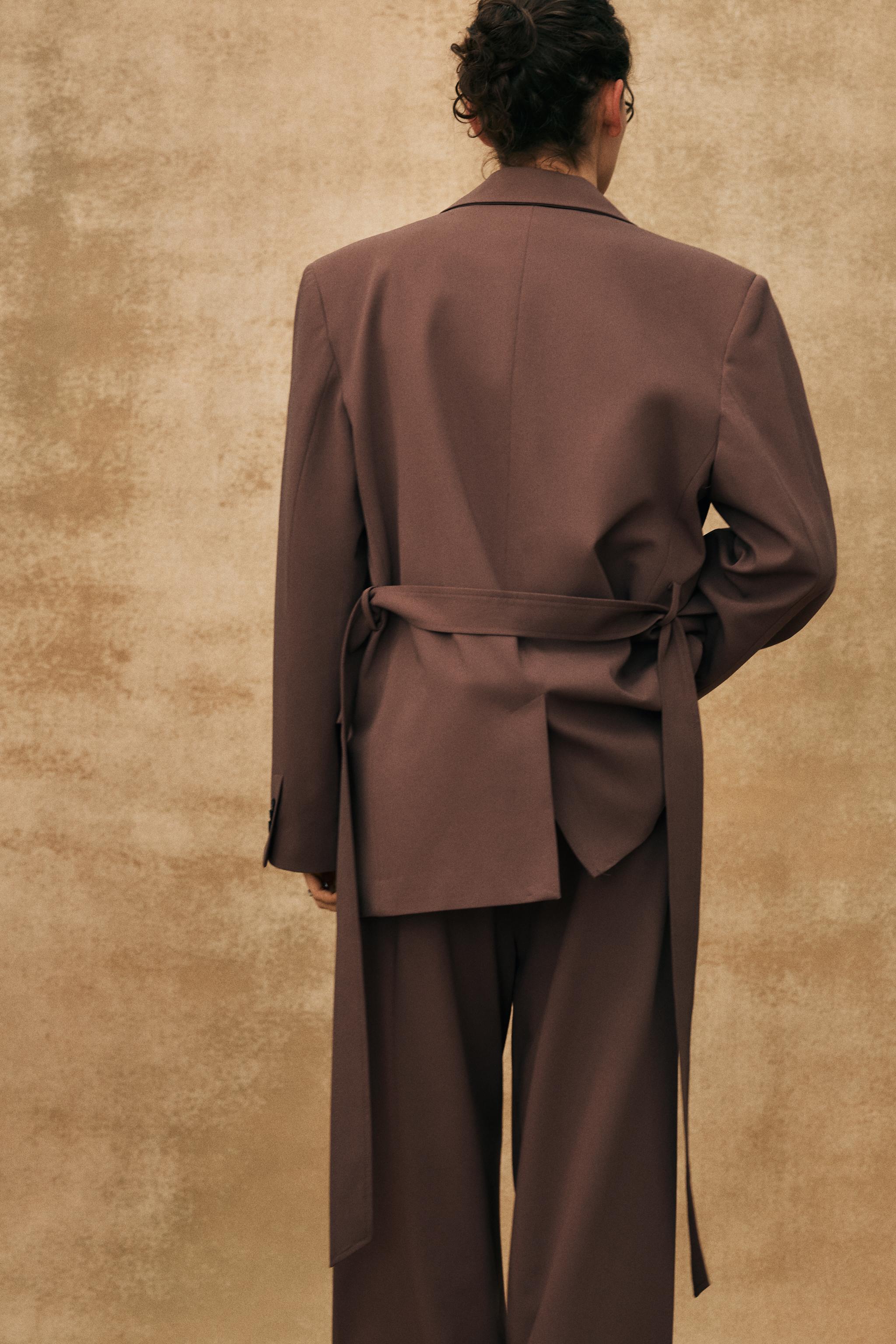 ZARA ベルト ストレートフィット ブレザー 1255/791 ベルト ストレートフィット ブレザー - ミンクマール | ZARA