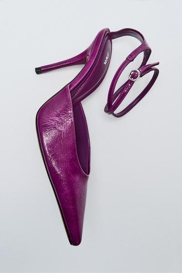 SLINGBACK HEELS WITH ANKLE STRAP - Purple by Zara