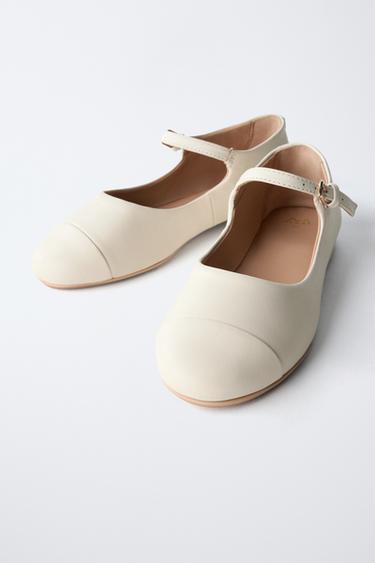 LEATHER BALLET FLATS - White by Zara - Image 2