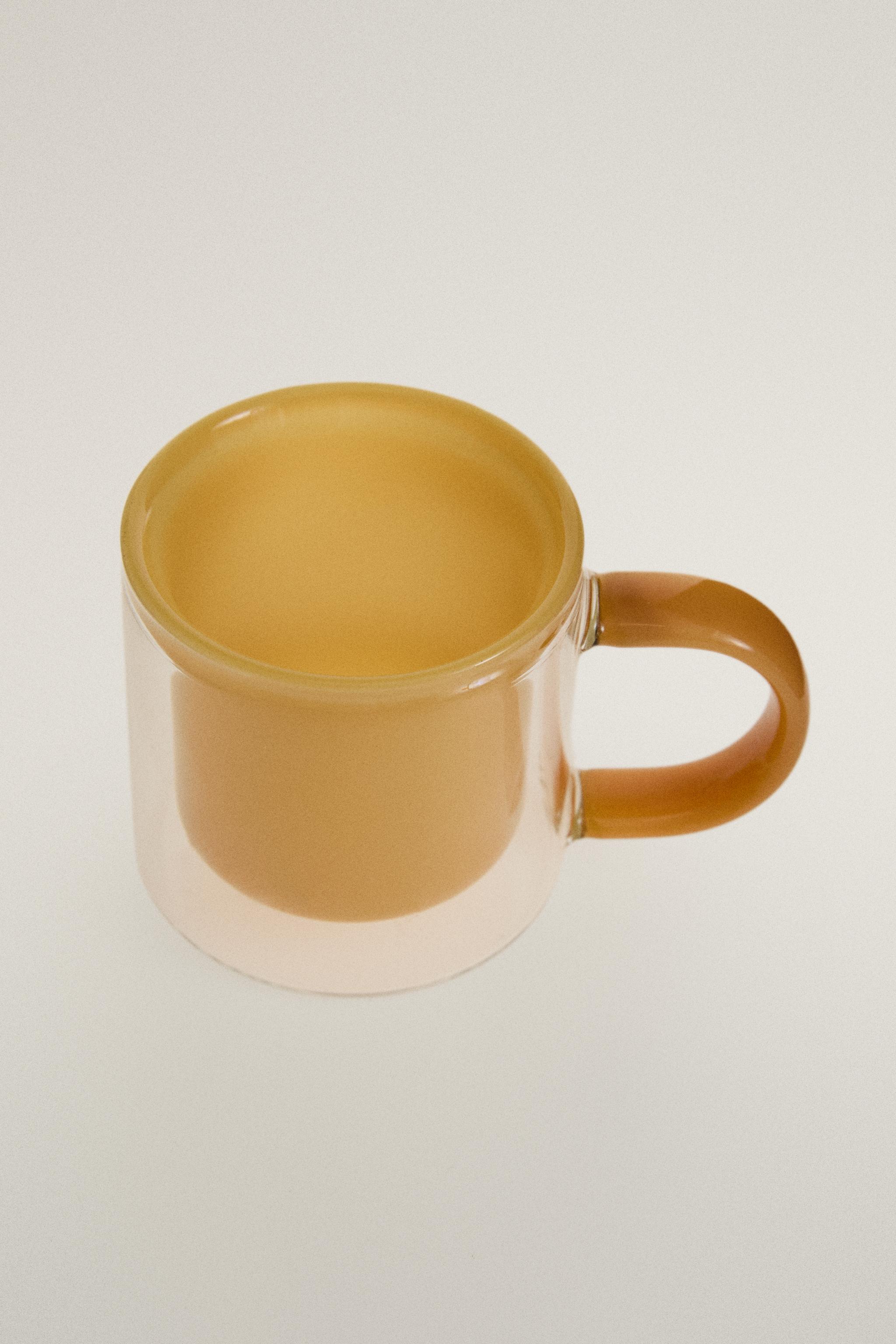 DOUBLE-WALLED BOROSILICATE GLASS ESPRESSO MUG — Orange (alternate view)