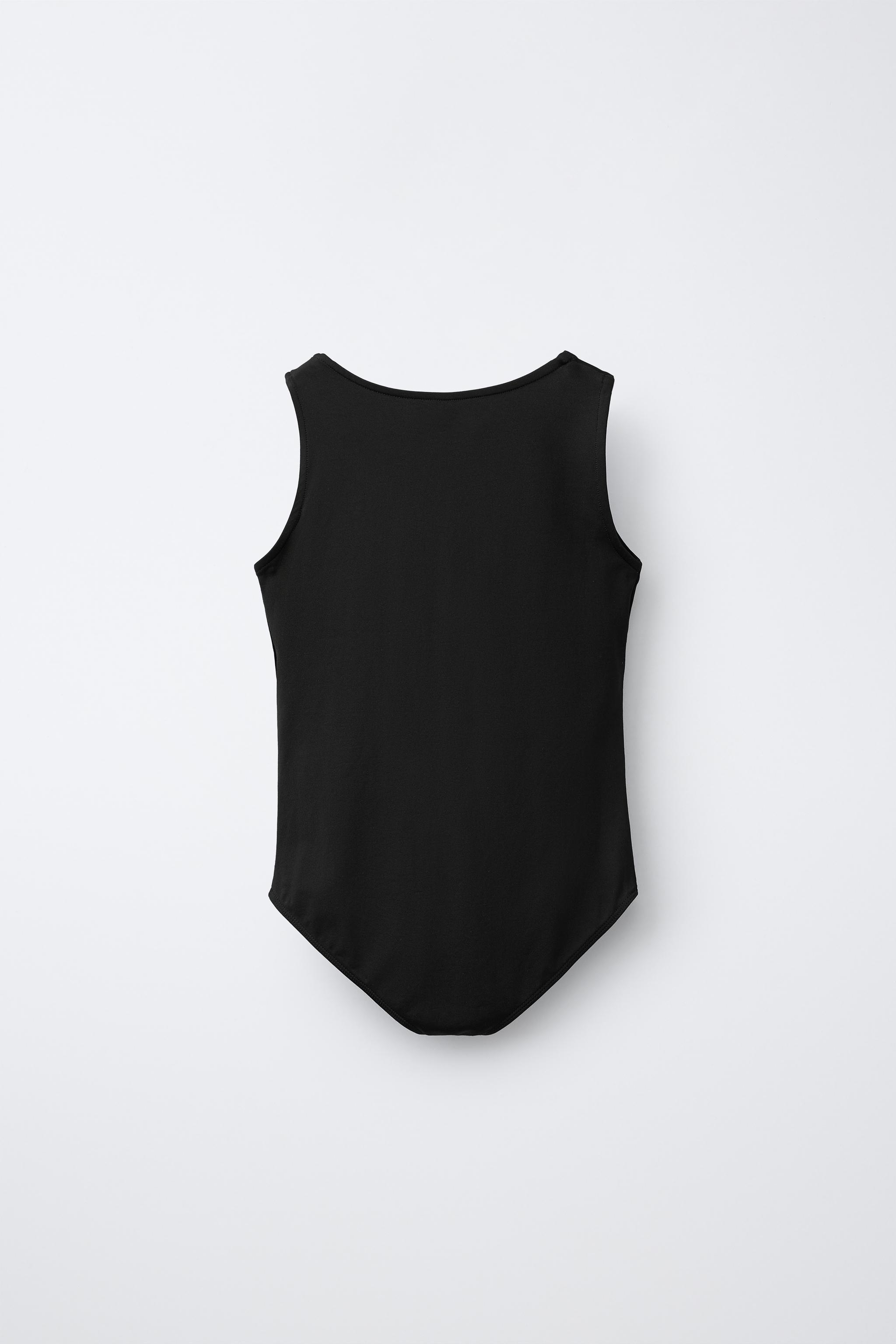 KNOTTED POLYAMIDE BODYSUIT — Black