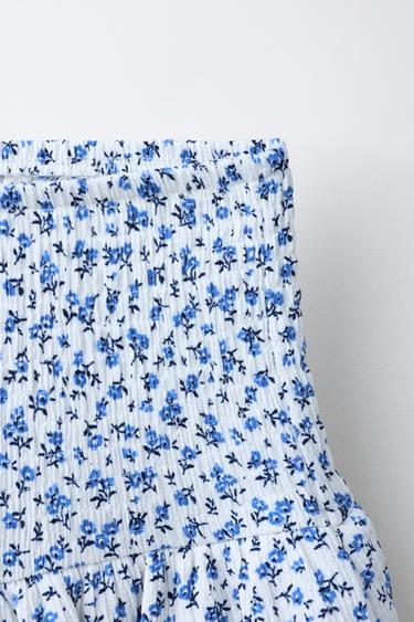 JUPE-SHORT À FLEURS - Blanc / Bleu marine de Zara - Image 2