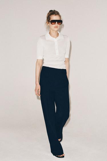 ZW COLLECTION HIGH-WAIST TROUSERS - Navy blue by Zara