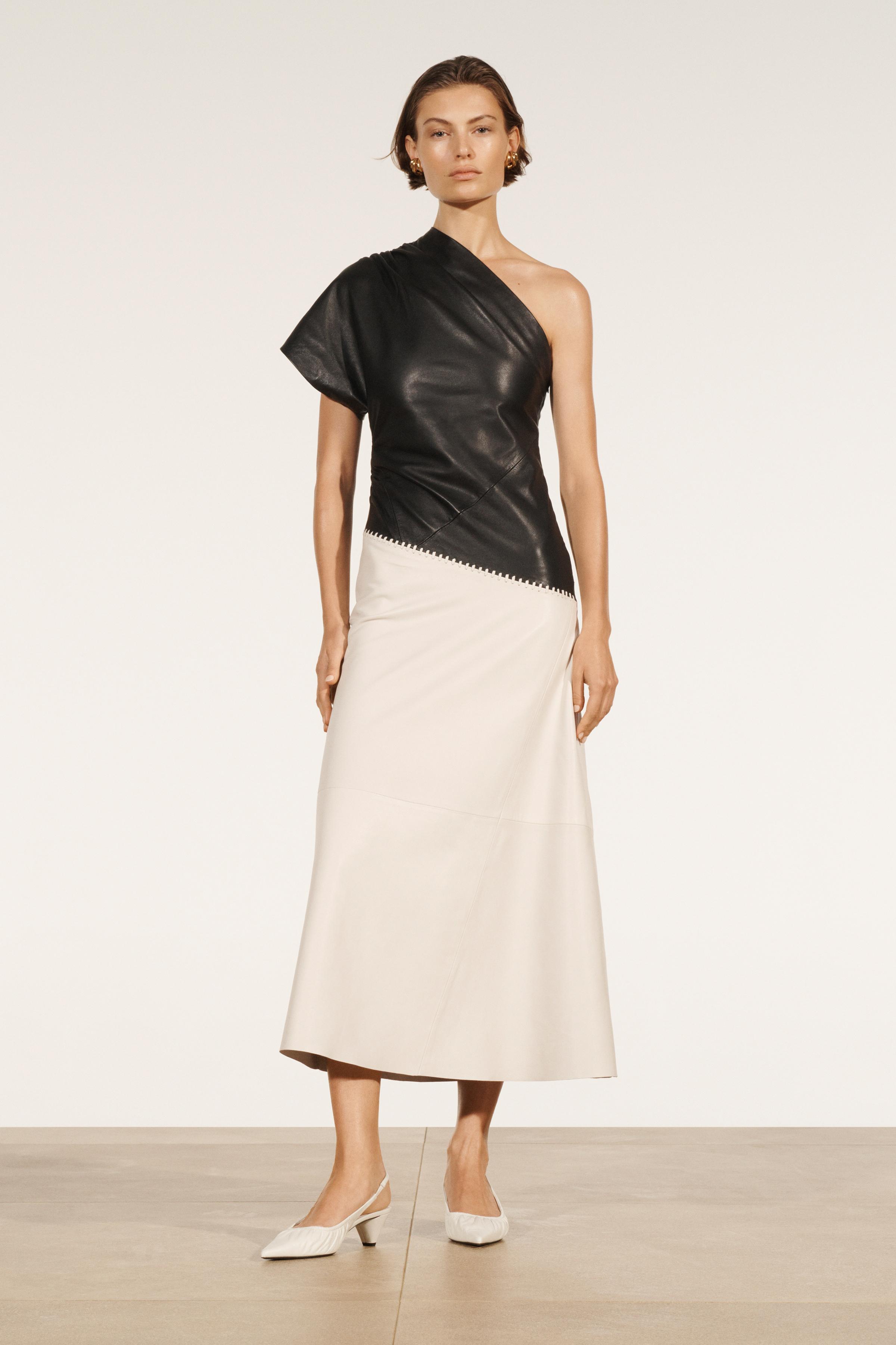 Shop ZARA 2023-24FW STRAPLESS FAUX LEATHER DRESS (8423/872) by MarcaBonito