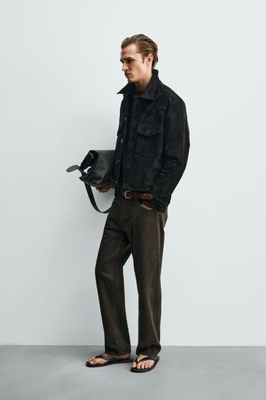 CROPPED SUEDE LEATHER JACKET - Black by Zara - Image 3