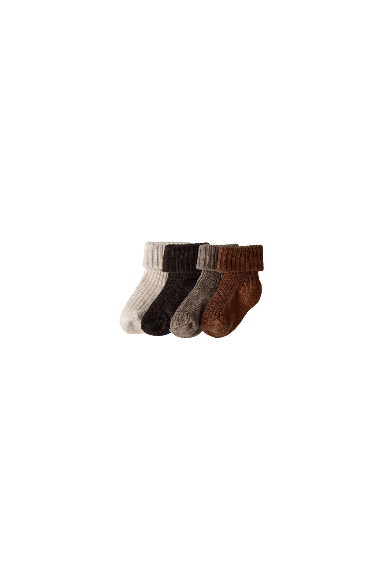 FOUR-PACK OF COLORED SOCKS IN A BOX — Brown