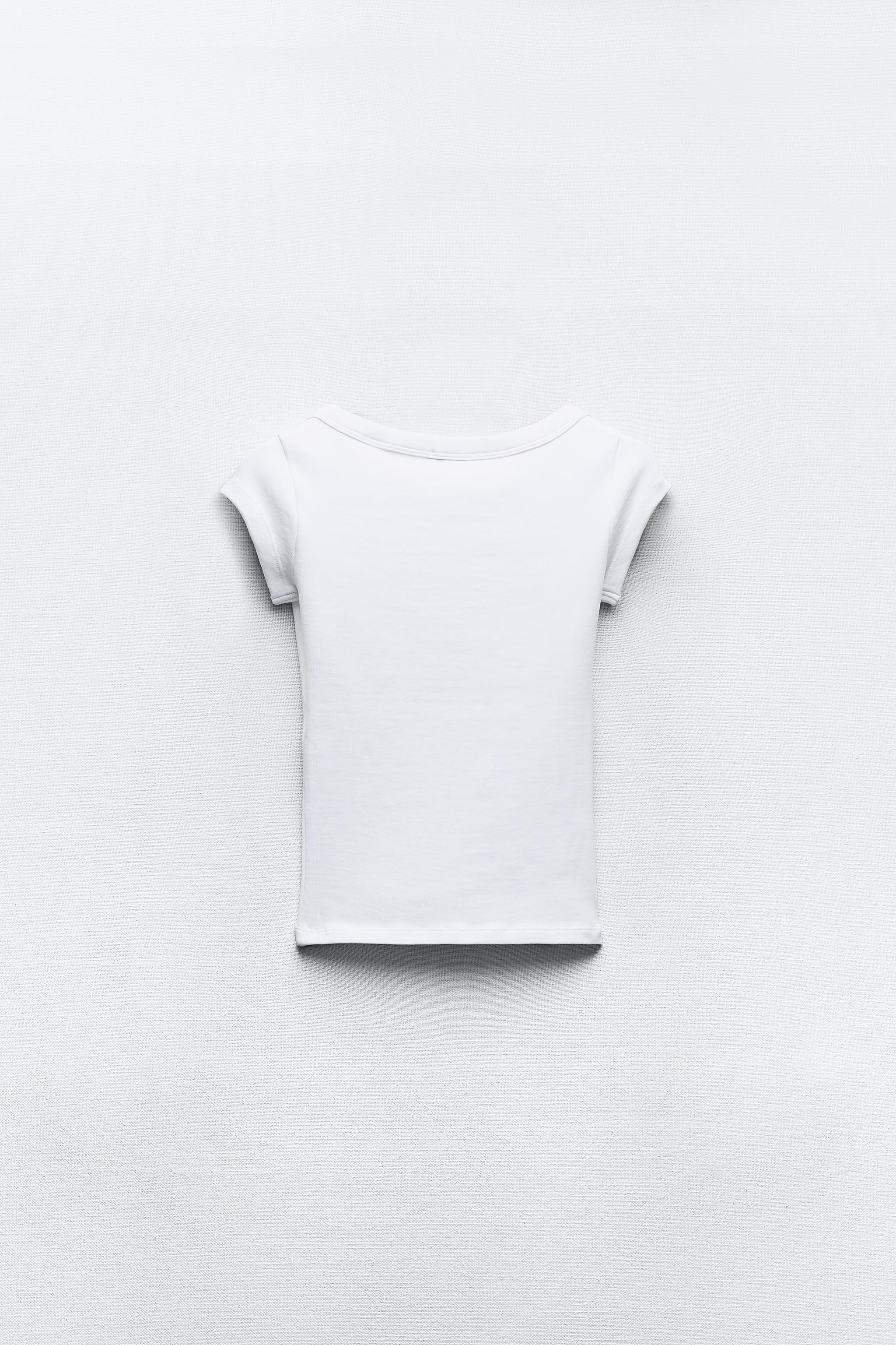リブ ラウンドネック Tシャツ - ホワイト | ZARA Japan / 日本