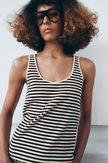 STRIPED SLEEVELESS TOP - striped by Zara