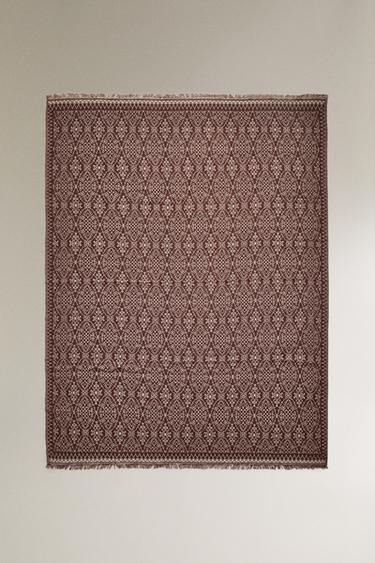 Zara JACQUARD BLANKET - Brown