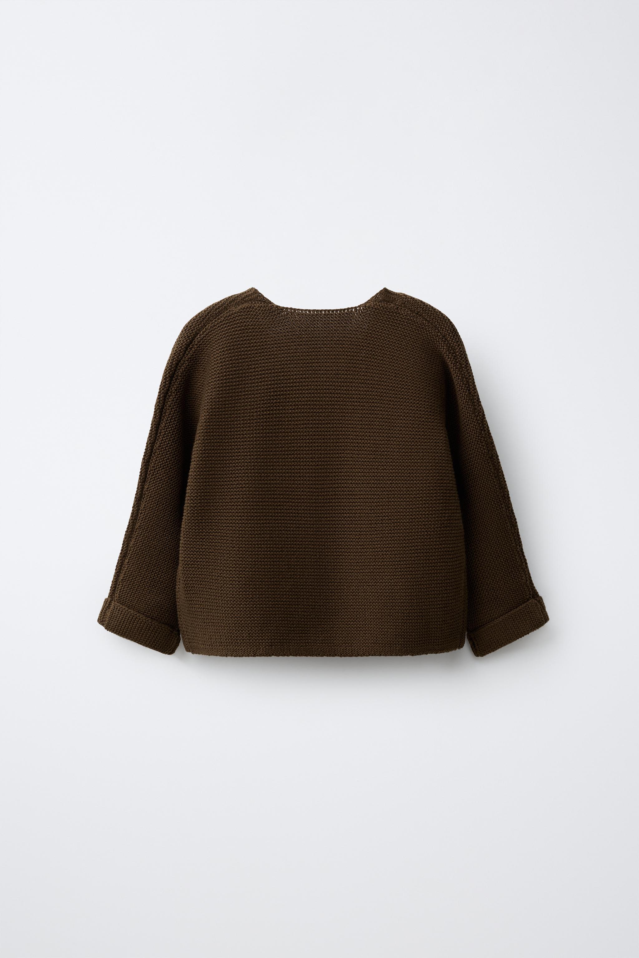 LINKS KNIT WRAP JACKET — Brown