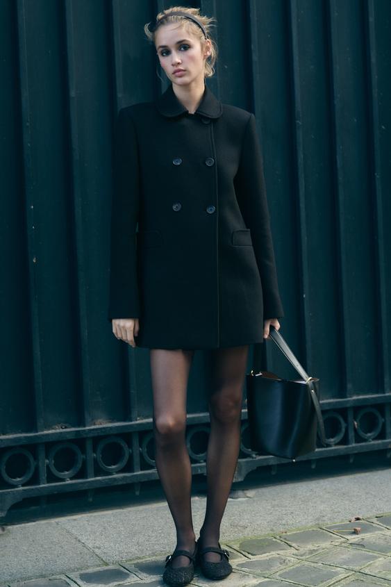グリッターディテール ファブリックバレリーナ - ブラック | ZARA 